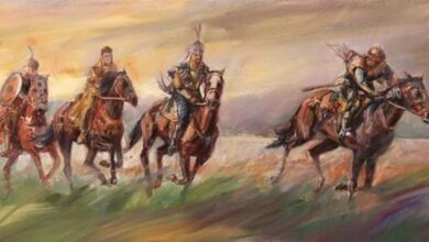Bulgar horsemen gallop across the steppe